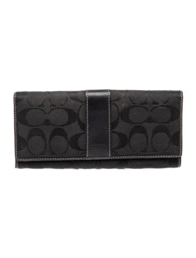 Pre-owned Coach Canvas Continental Wallet In Gray