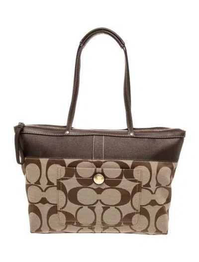 Pre-owned Coach Canvas Evening Bag In Brown