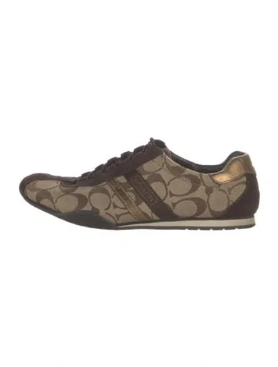 Pre-owned Coach Canvas Graphic Print Sneakers In Brown
