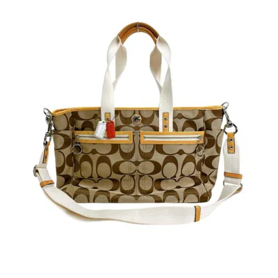 Pre-owned Coach Canvas Handbag Shoulder Bag () In Sand