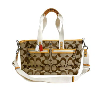 Pre-owned Coach Canvas Handbag Shoulder Bag () In Sand
