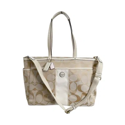 Pre-owned Coach Canvas Handbag Tote Bag () In Sand
