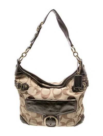 Pre-owned Coach Canvas Hobo In Neutral