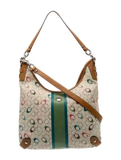 Pre-owned Coach Canvas Hobo In Neutral