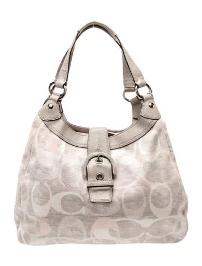 Pre-owned Coach Canvas Hobo In Neutral