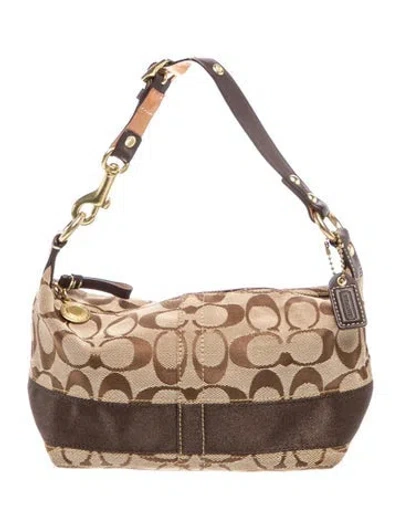 Pre-owned Coach Canvas Hobo In Neutrals