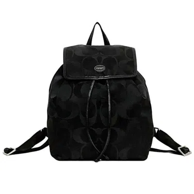 Pre-owned Coach Canvas Leather Backpack () In Black