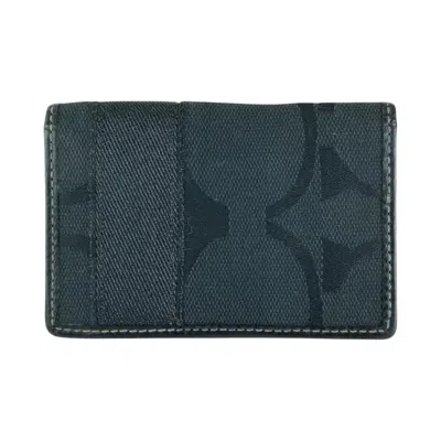 Pre-owned Coach Canvas Leather Card Case () In Black