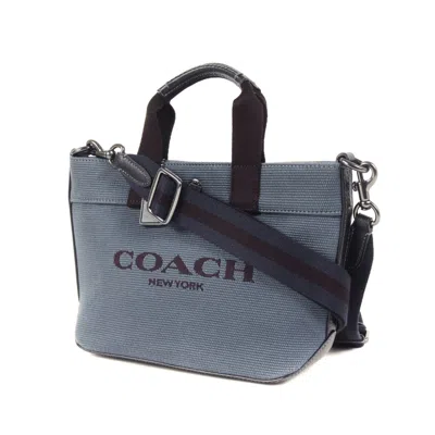 Pre-owned Coach Canvas Leather Handbag () In Blue