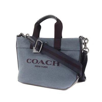 Pre-owned Coach Canvas Leather Handbag () In Blue