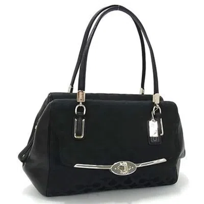 Pre-owned Coach Canvas Leather Handbag Shoulder Bag Tote Bag () In Black