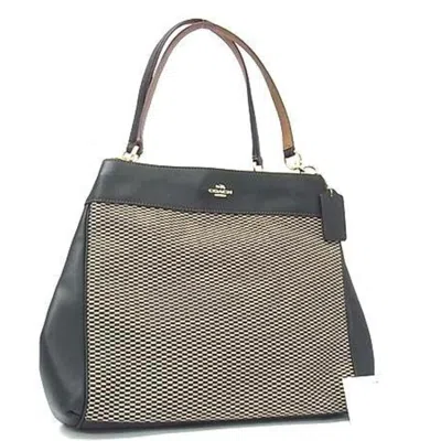 Pre-owned Coach Canvas Leather Handbag Shoulder Bag Tote Bag () In Black