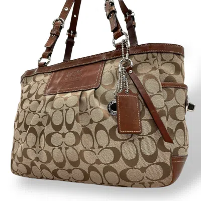 Pre-owned Coach Canvas Leather Handbag Tote Bag ()