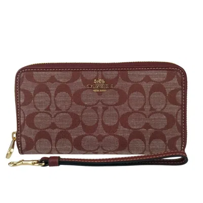 Pre-owned Coach Canvas Leather Long Wallet (bi-fold) () In Pink