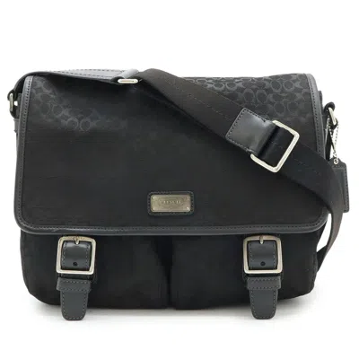 Pre-owned Coach Canvas Leather Shoulder Bag () In Black