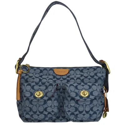 Pre-owned Coach Canvas Leather Shoulder Bag () In Blue