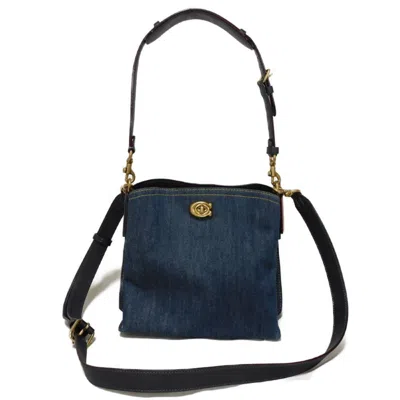Pre-owned Coach Canvas Leather Shoulder Bag () In Blue