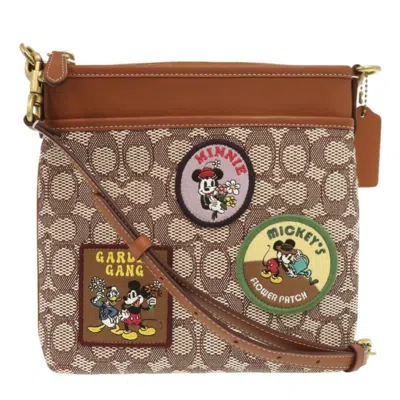 Pre-owned Coach Canvas Leather Shoulder Bag () In Brown