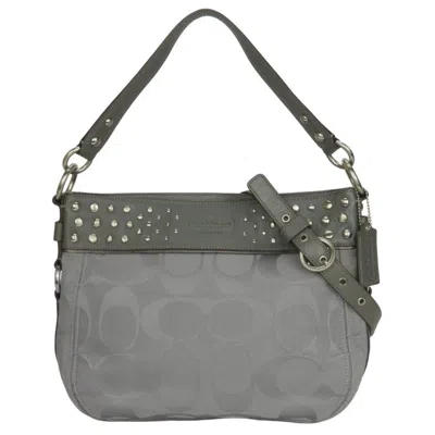 Pre-owned Coach Canvas Leather Shoulder Bag () In Gray