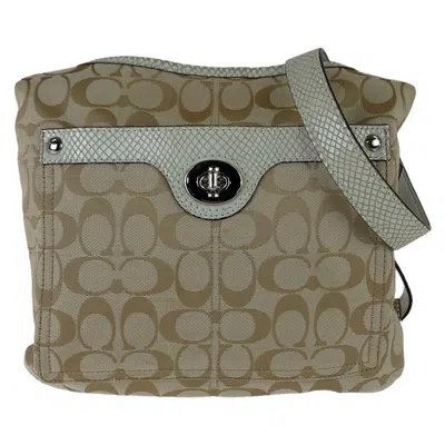 Coach Canvas Leather Shoulder Bag In Sand