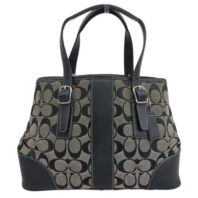 Coach Canvas Leather Small Carryall Tote In Black