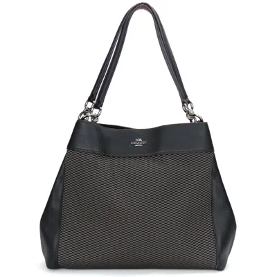 Coach Canvas Leather Tote Bag F57540 In Black