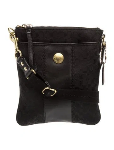 Pre-owned Coach Canvas Messenger Bag In Black