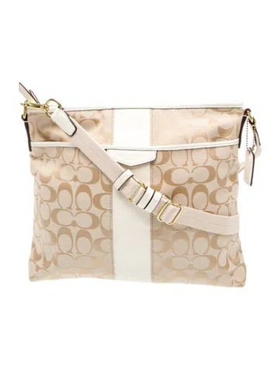 Pre-owned Coach Canvas Messenger Bag In Neutral