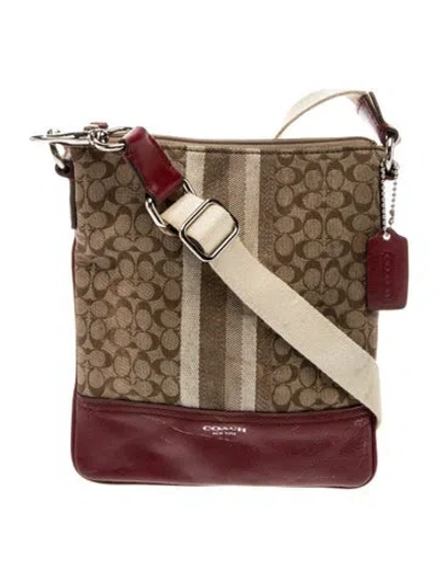 Pre-owned Coach Canvas Messenger Bag In Neutral