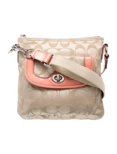 Pre-owned Coach Canvas Messenger Bag In Neutral