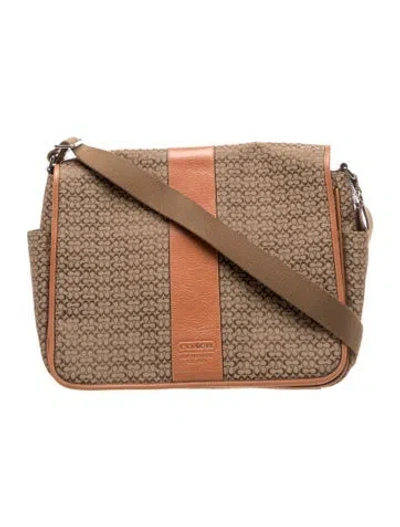 Pre-owned Coach Canvas Messenger Bag In Neutral