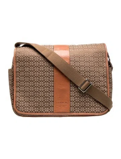 Pre-owned Coach Canvas Messenger Bag In Neutral