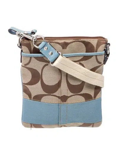 Pre-owned Coach Canvas Messenger Bag In Neutral