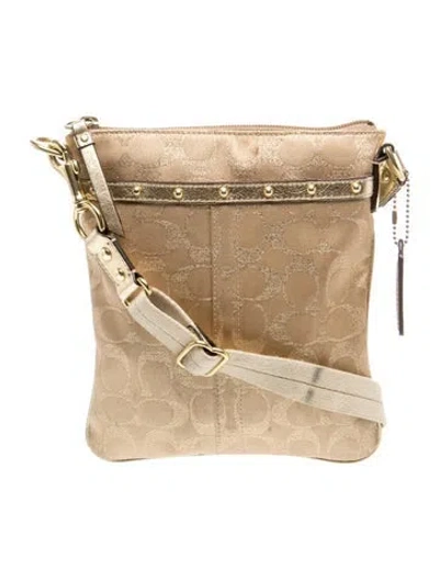 Pre-owned Coach Canvas Messenger Bag In Neutral