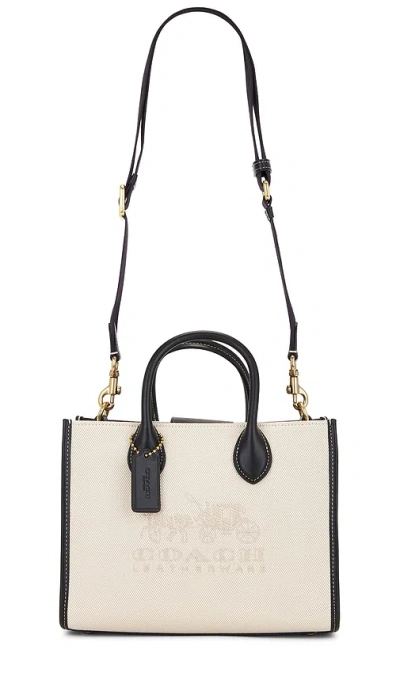 Coach Canvas New Ace Small Tote In Salt Stone & Black
