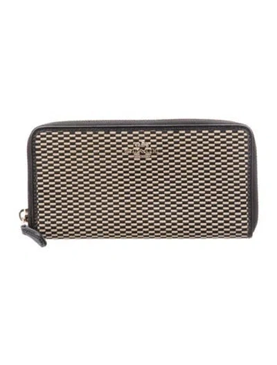 Pre-owned Coach Canvas Plaid Print Continental Wallet