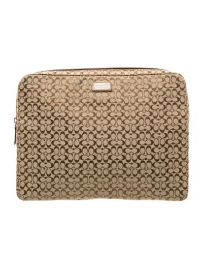 Pre-owned Coach Canvas Portfolio In Neutral