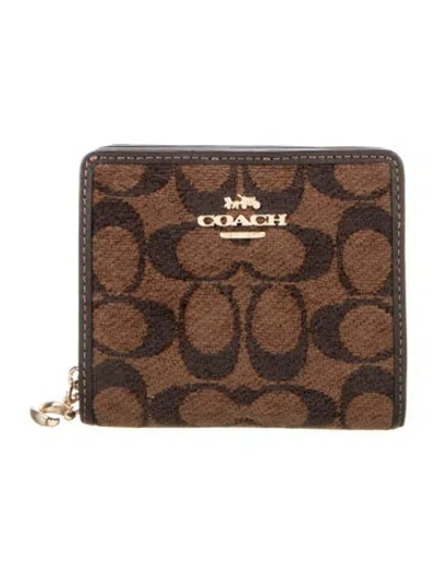 Pre-owned Coach Canvas Printed Bifold Wallet In Brown
