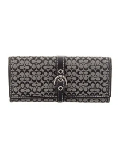 Pre-owned Coach Canvas Printed Continental Wallet In Black