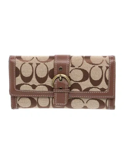 Pre-owned Coach Canvas Printed Continental Wallet In Brown
