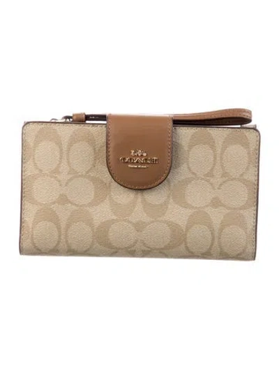 Pre-owned Coach Canvas Printed French Purse In Neutral