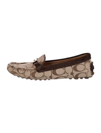 Pre-owned Coach Canvas Printed Loafers In Brown