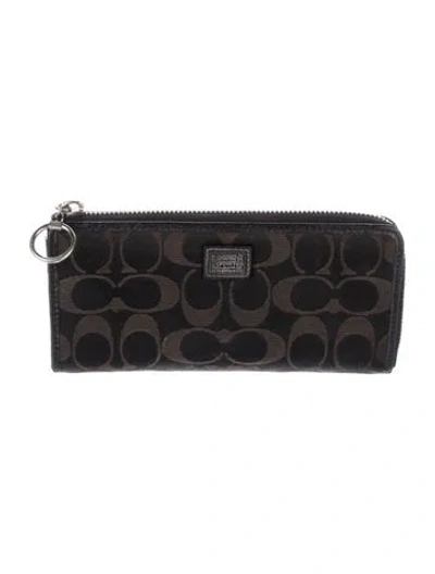 Pre-owned Coach Canvas Printed Wallet In Brown