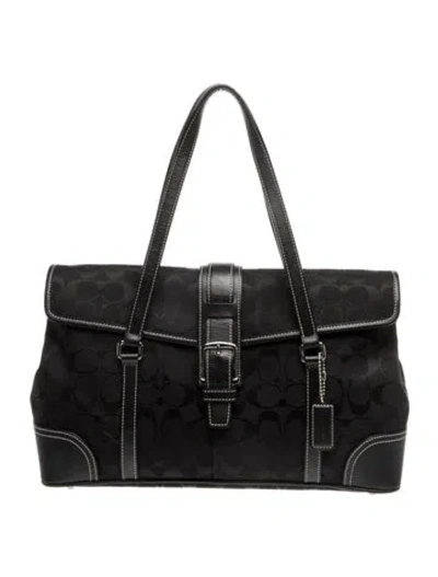 Pre-owned Coach Canvas Shoulder Bag In Black