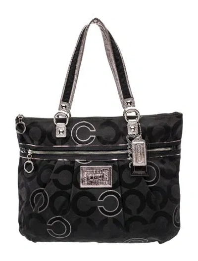 Pre-owned Coach Canvas Shoulder Bag In Black
