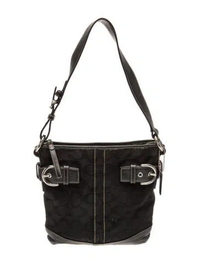 Pre-owned Coach Canvas Shoulder Bag In Black
