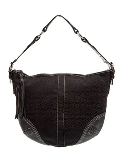 Pre-owned Coach Canvas Shoulder Bag In Black