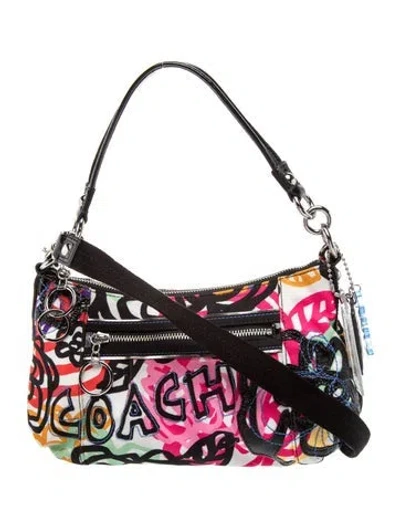 Pre-owned Coach Canvas Shoulder Bag In Black