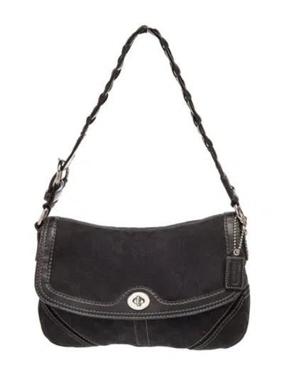 Pre-owned Coach Canvas Shoulder Bag In Black