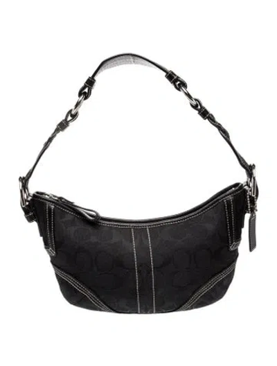 Pre-owned Coach Canvas Shoulder Bag In Black